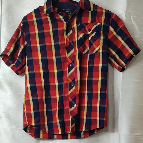 Rocawear Red and Blue Casual Button Down Shirt - Picture 1 of 6